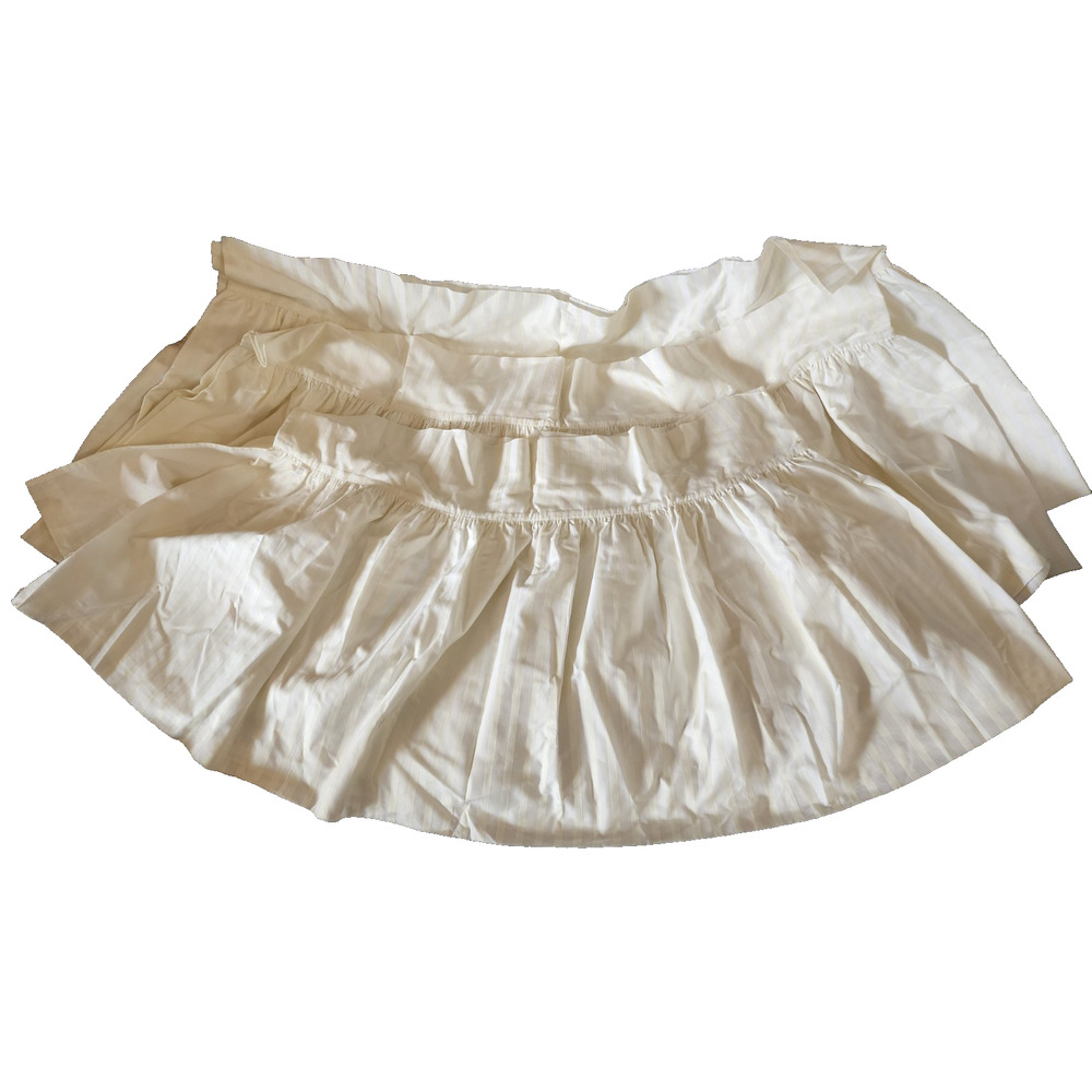 Anichini Euro Bed Skirt Set - 2x-82"x20" 1x-64"x20" Cream Striped Damask USA